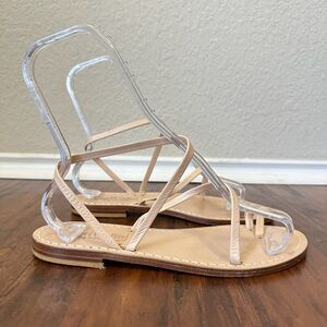 Capri Hand Crafted Toe Ring Ankle Strap Sandals Cream Leather ITALY